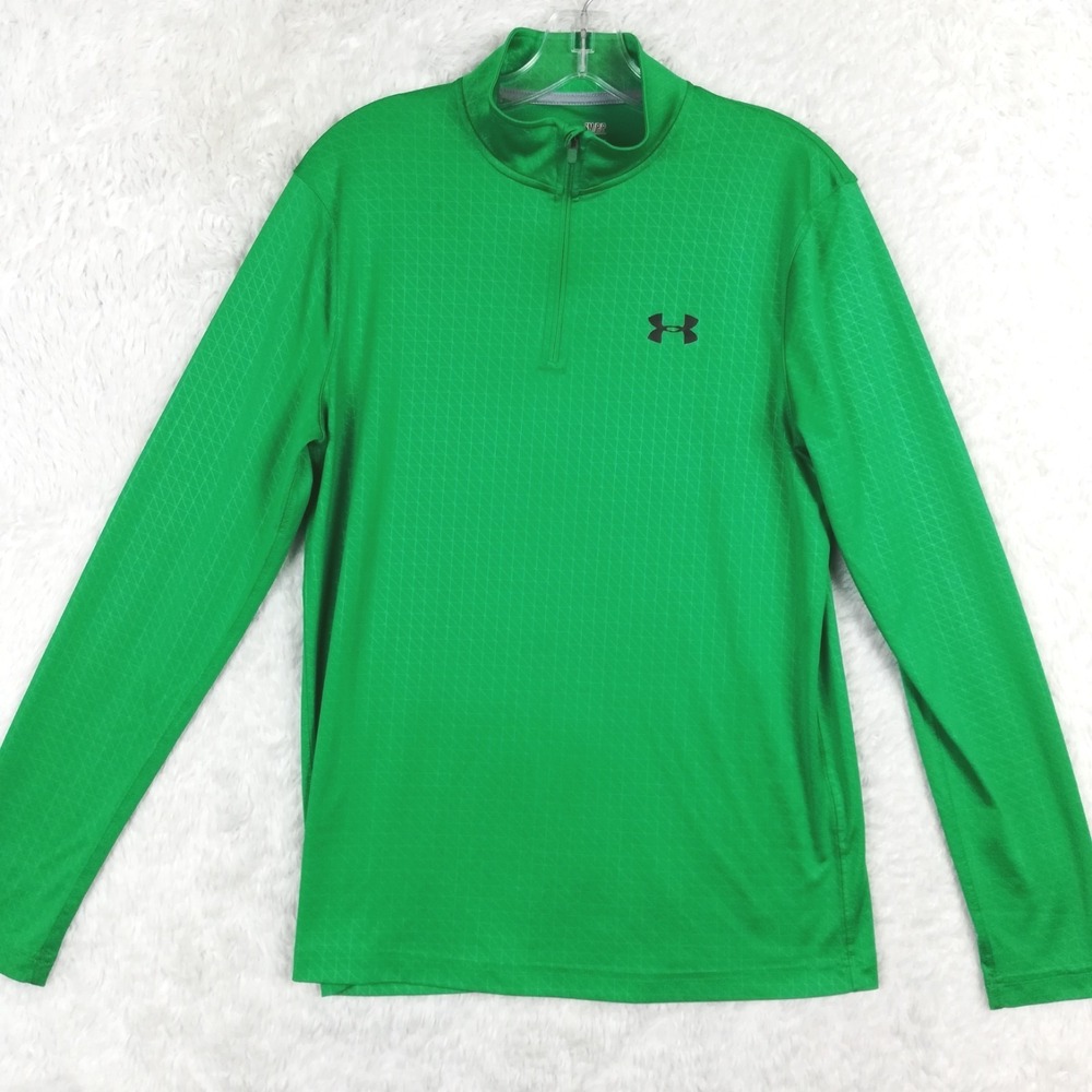 Under Armour Mens Sweatshirt 1/2 Zip Long‎ Sleeve UA Tech Green Loose Heatgear S
